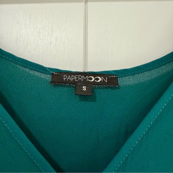 ✨ Papermoon Conway Faux Wrap Blouse - Emerald Green - Size Small ✨ - Picture 4 of 5